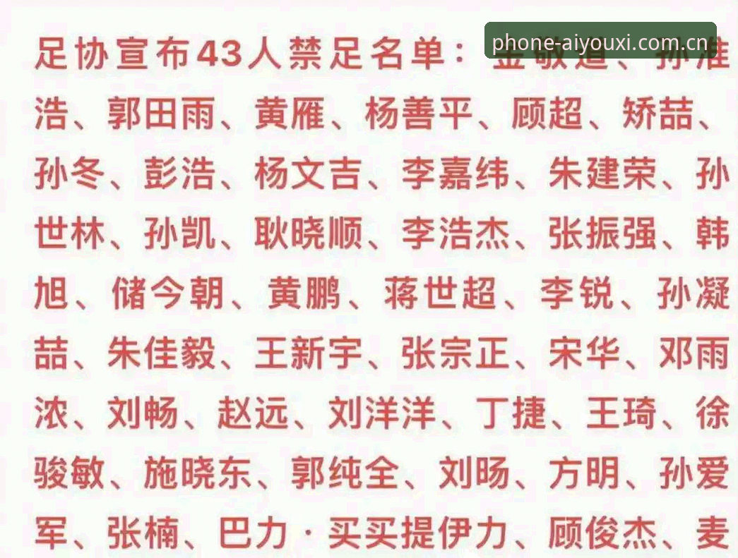 中国足协第三批禁足名单最新动态：17人终身禁足，48人受到严厉处罚